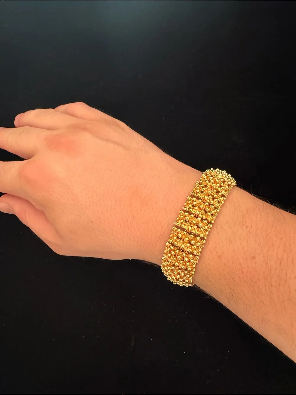 Vintage Signed Sarah Coventry Gold Tone Wide Statement Bracelet